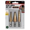 Performance Tool 3-Pc Step Drill Set Drill Bits-Step, W9003 W9003
